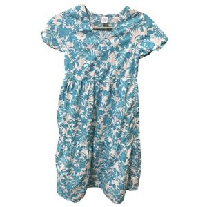 Peyton & Parker Maxi‎ Dress Girls S 7-8 Blue Floral Pleated Short Sleeve V Neck